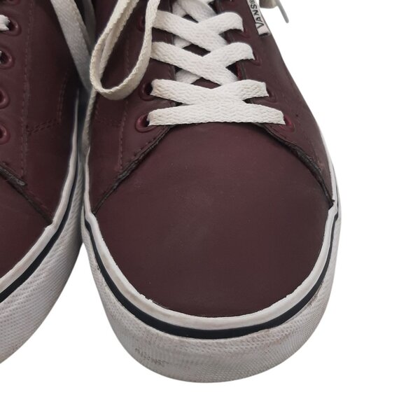 Vans Dark Burgundy Faux Leather (?) Low Top Old Skool Lace Up Sneakers SZ 10 - Picture 6 of 13
